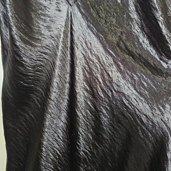 EUC EXPRESS BLACK SATIN FEEL DEEP V NECK SPAGHETTI STRAP MIDI DRESS SIZE 14 - Picture 9 of 14
